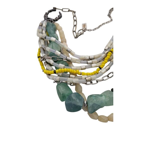 Kenneth Cole New York Green Multicolor Layered Bead & Chain Necklace - Picture 4 of 6